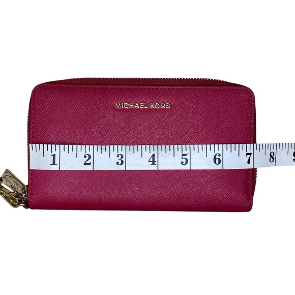 Michael Kors Jet Set Travel Large Smartphone Wristlet Wallet in Cranberry - Picture 8 of 10